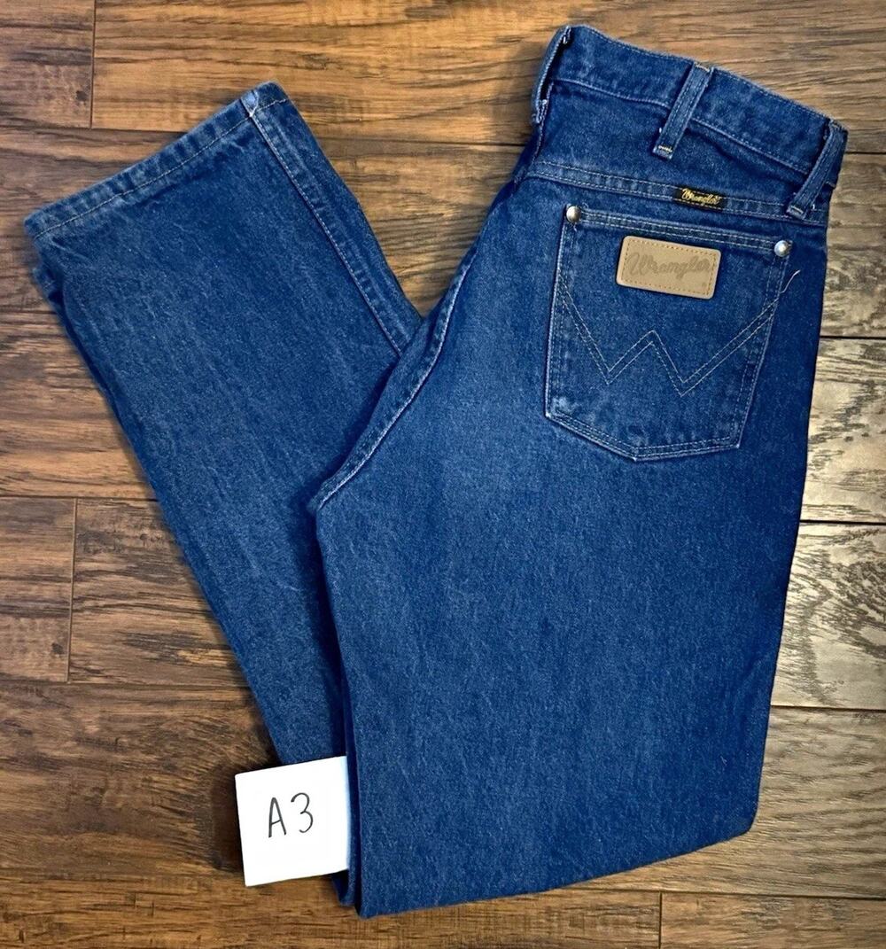 Wrangler Cowboy Cut Men's Blue Dark Wash Denim Jeans Straight Leg Regular Fit
